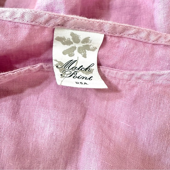 Match Point 100% Linen Bell Sleeve Top High Low small Lagenlook Ruffle Hem - Picture 6 of 8